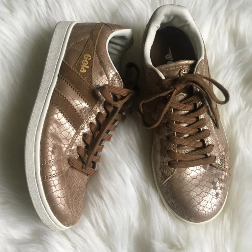 Gola Bronze Snakeskin Print Sneakers